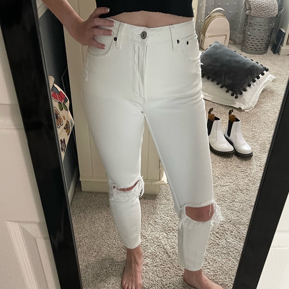 White Abercrombie Mom Jeans